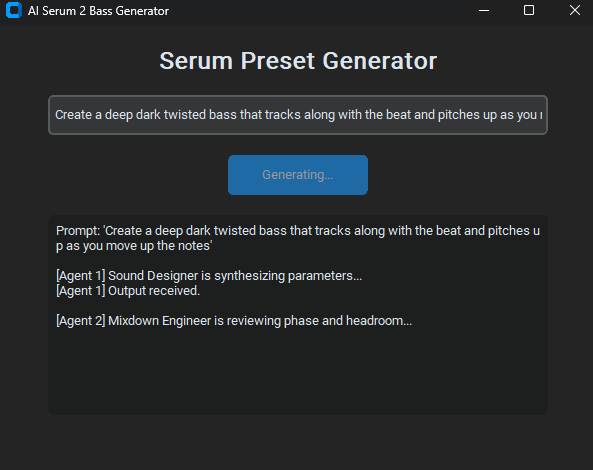 AI Serum 2 Bass Generator Interface